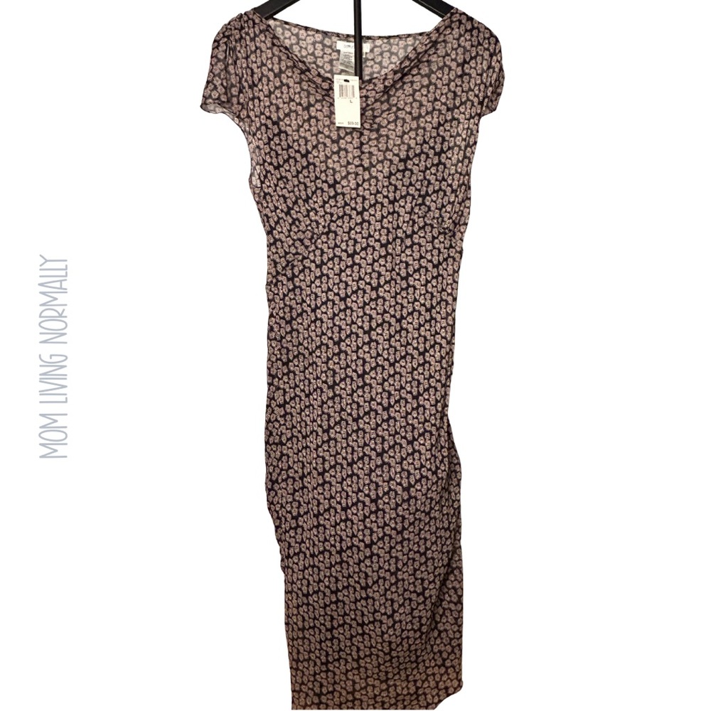 Chic Retro Pink Sea Floral Midi Dress